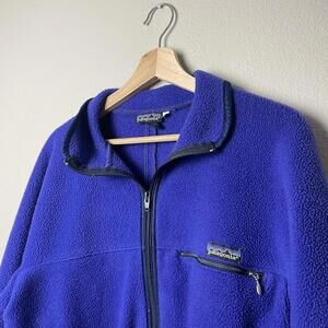 vintage early 90s patagonia synchilla purple blue full zip fleece jacket